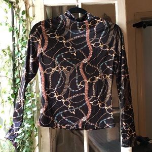 Mock neck long sleeve shirt stretchy XS black